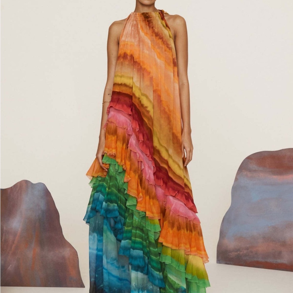 Alemais Iris Ruffle Gown Size US 4. Retails for $1500+